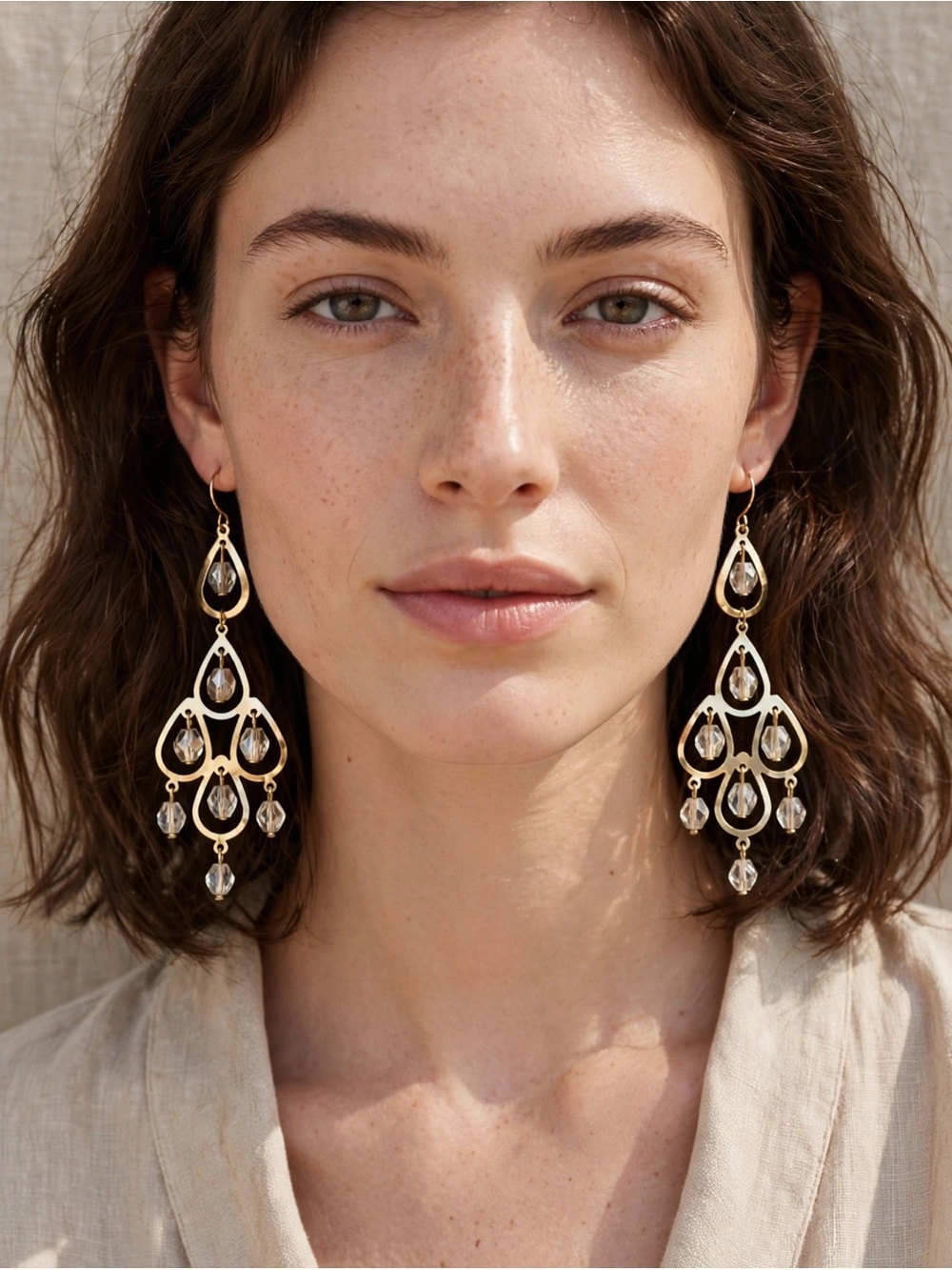 Gold Teardrop Chandelier Earrings - Elegant Women's Jewelry